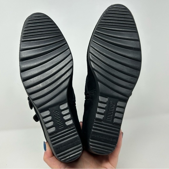 Munro American Drew Monk 2 Strap Black Suede Wedge Ankle Boots Size 11 - Picture 9 of 14